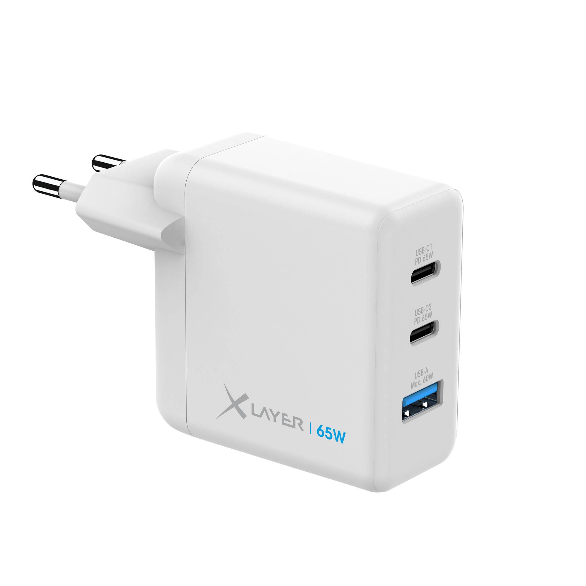 Ladegerät XLayer Powercharger 65W mit 2x USB Typ C & 1x USB Typ A weiß-0