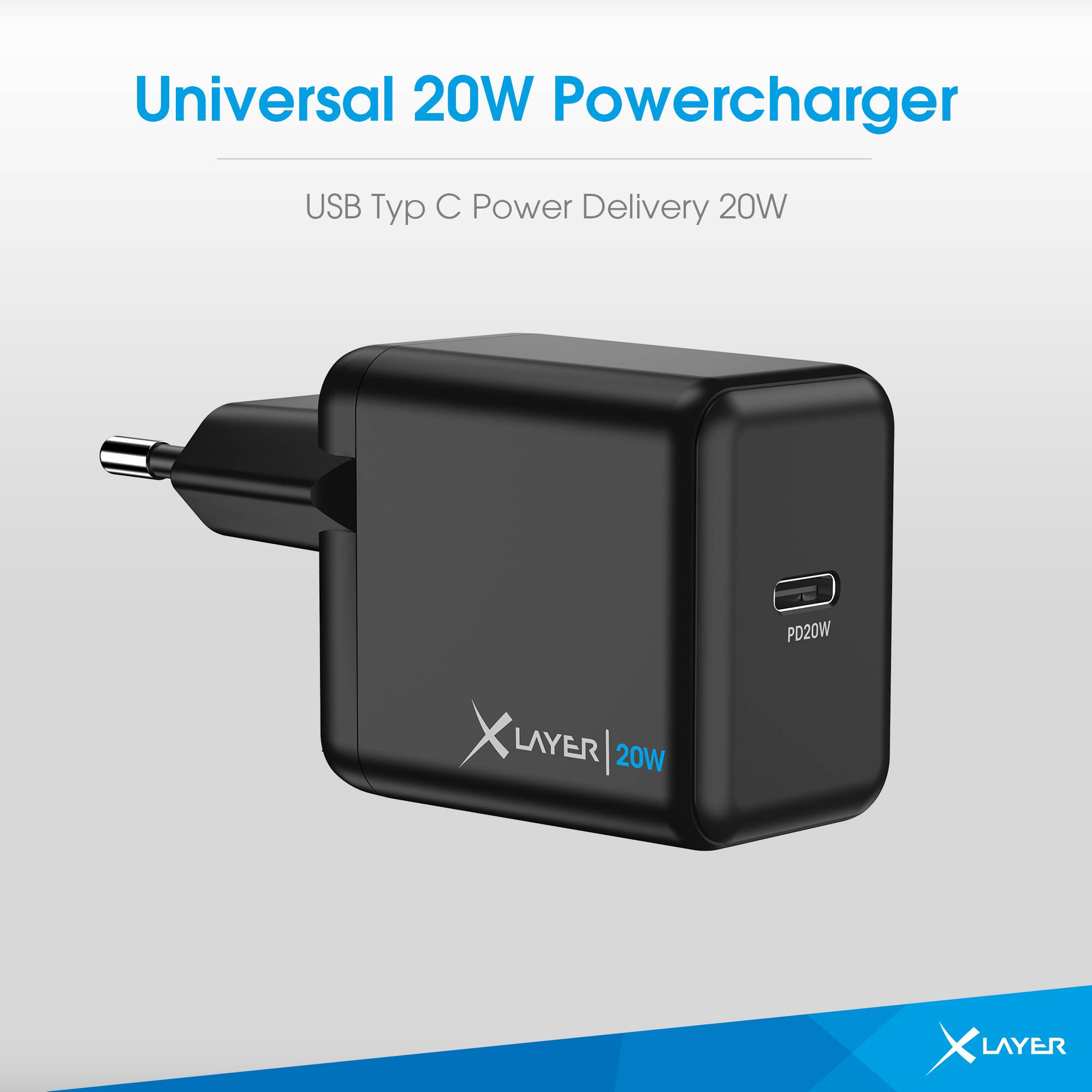 Ladegerät XLayer Powercharger 20W mit USB Typ C schwarz-1