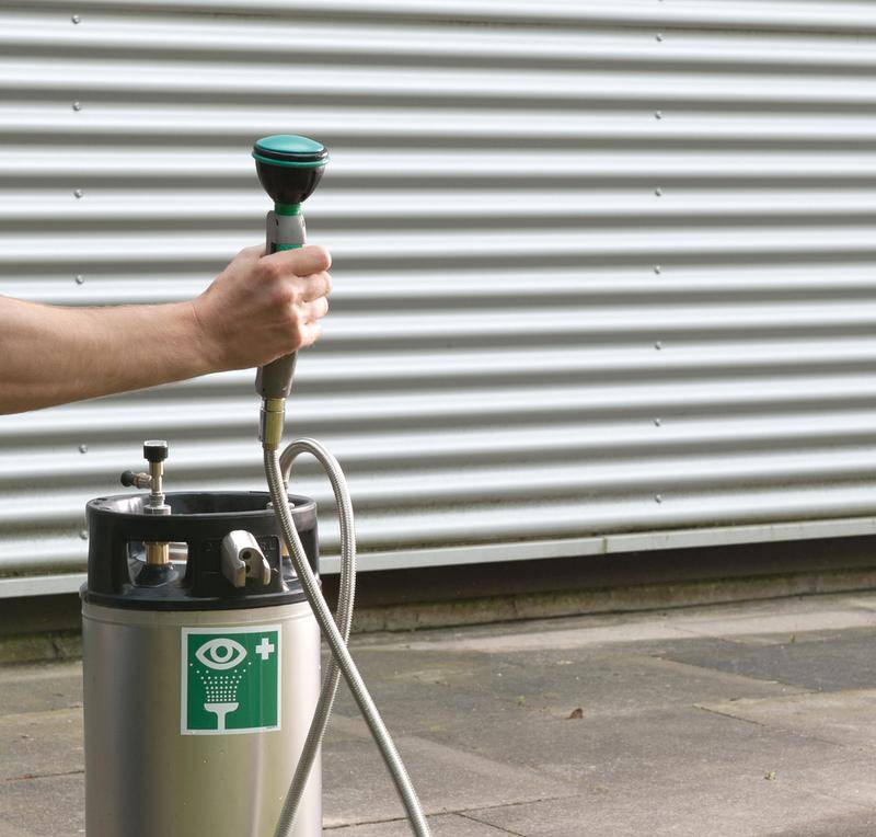 Mobile Tank-Augendusche mit 14 Liter-Edelstahltank, BR 958005-1