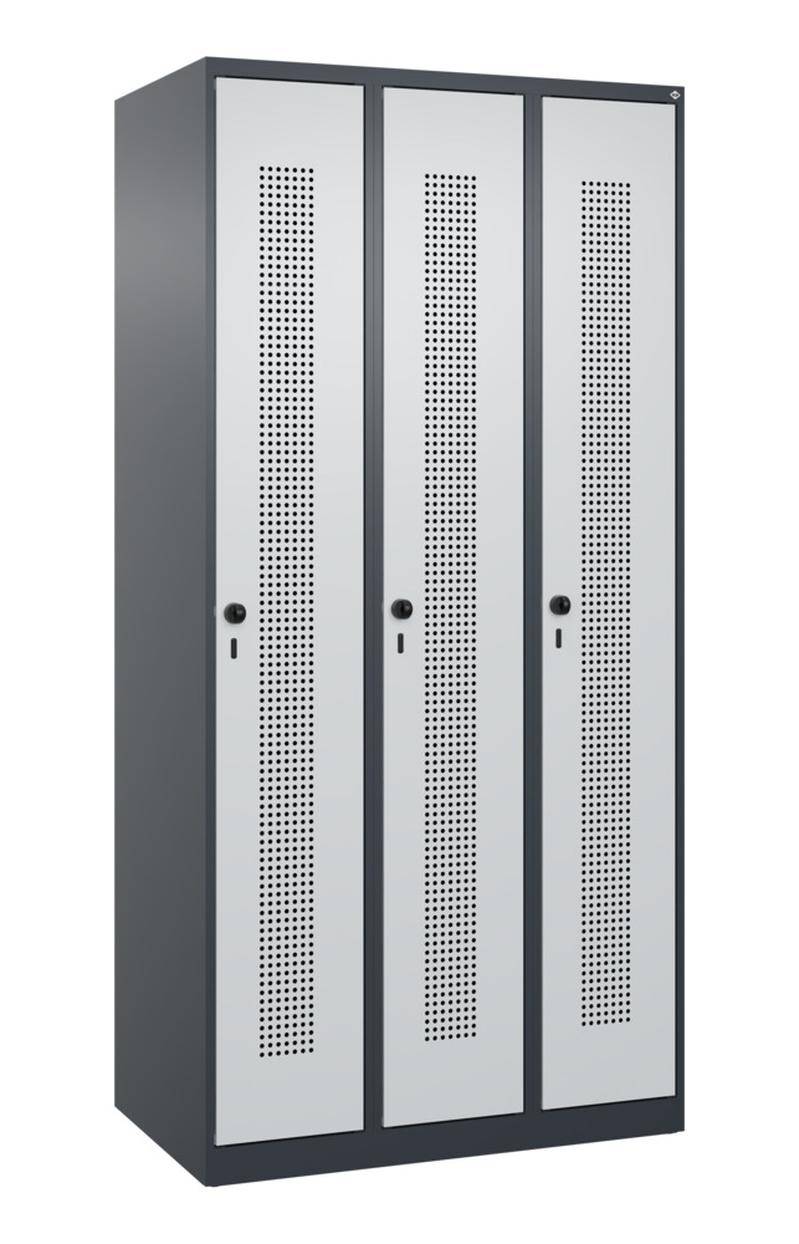 C+P Spind Classic PLUS, 900 x 500 x 1850 mm, 3 Abteile, anthrazitgrau/lichtgrau-0