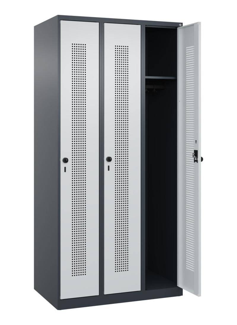 C+P Spind Classic PLUS, 900 x 500 x 1850 mm, 3 Abteile, anthrazitgrau/lichtgrau-1