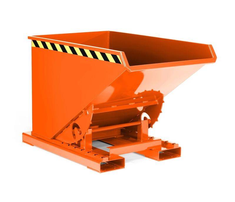 Kippbehälter aus Stahl, mit Abrollmechanik, 1700 Liter Volumen, orange-0