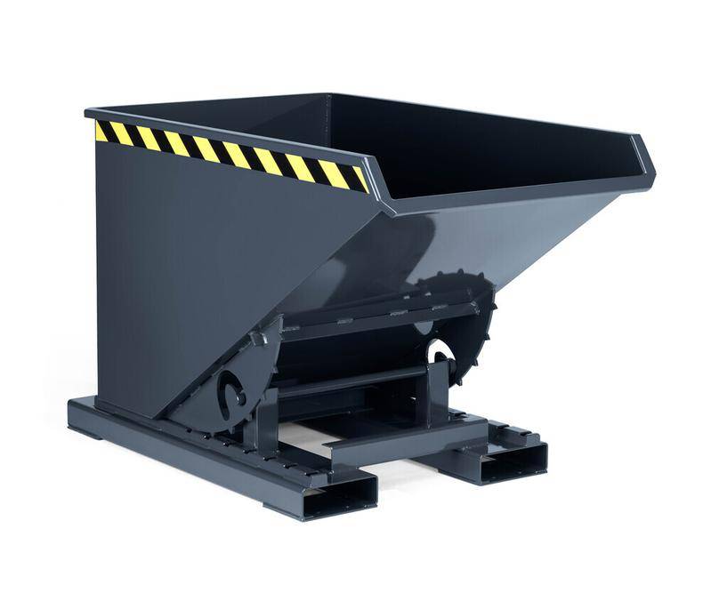Kippbehälter aus Stahl, mit Abrollmechanik, 600 Liter Volumen, grau-0