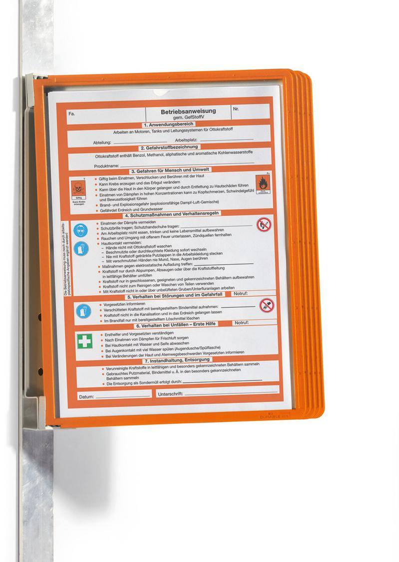 Durable Sichttafelsystem, Vario®Magnetic Wall 5, zur Wandanwendung, Komplettset, orange-2