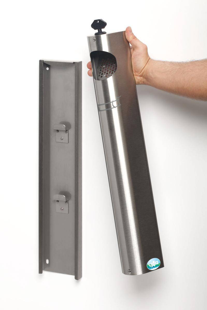 Ovaler Wandascher aus verzinktem Stahlblech abschließbar 3,5L, Edelstahl-1