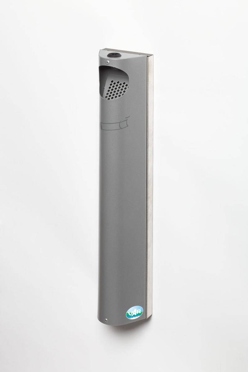 Ovaler Wandascher aus verzinktem Stahlblech abschließbar 3,5L, silber-0