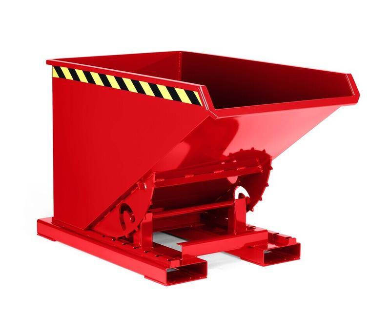 Kippbehälter aus Stahl, mit Abrollmechanik, 2100 Liter Volumen, rot-0
