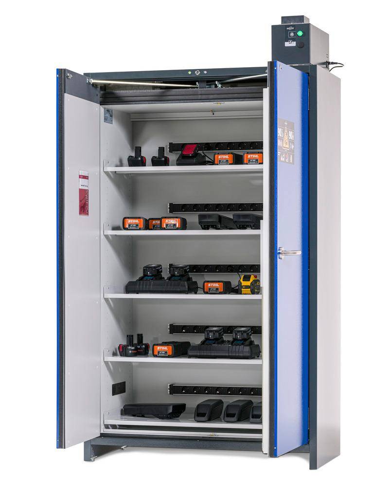 asecos Lithium-Ionen Akku-Ladeschrank, SmartStore-Pro, 5 Fachböden, B 1200 mm-0