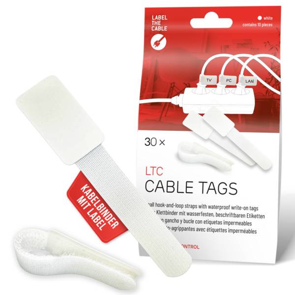 LABEL-THE-CABLE - LTC Klettkabelbinderlabel Set wiederverwendbar weiß 30er