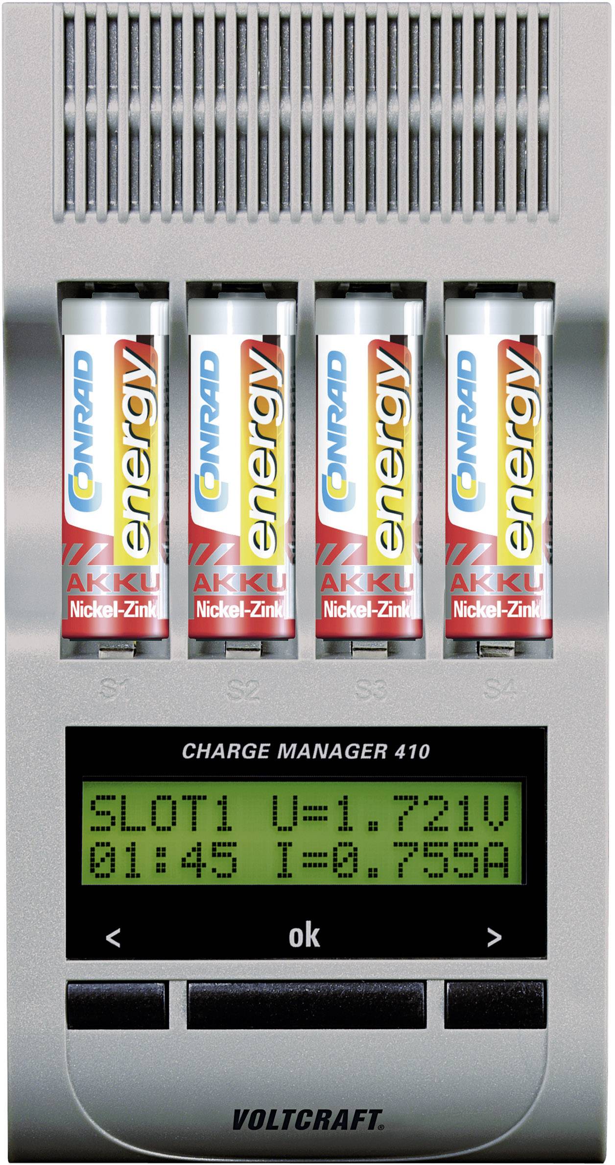 VOLTCRAFT Charge Manager CM410 Rundzellen-Ladegerät NiCd, NiMH, NiZn Micro (AAA), Mignon (AA)-1