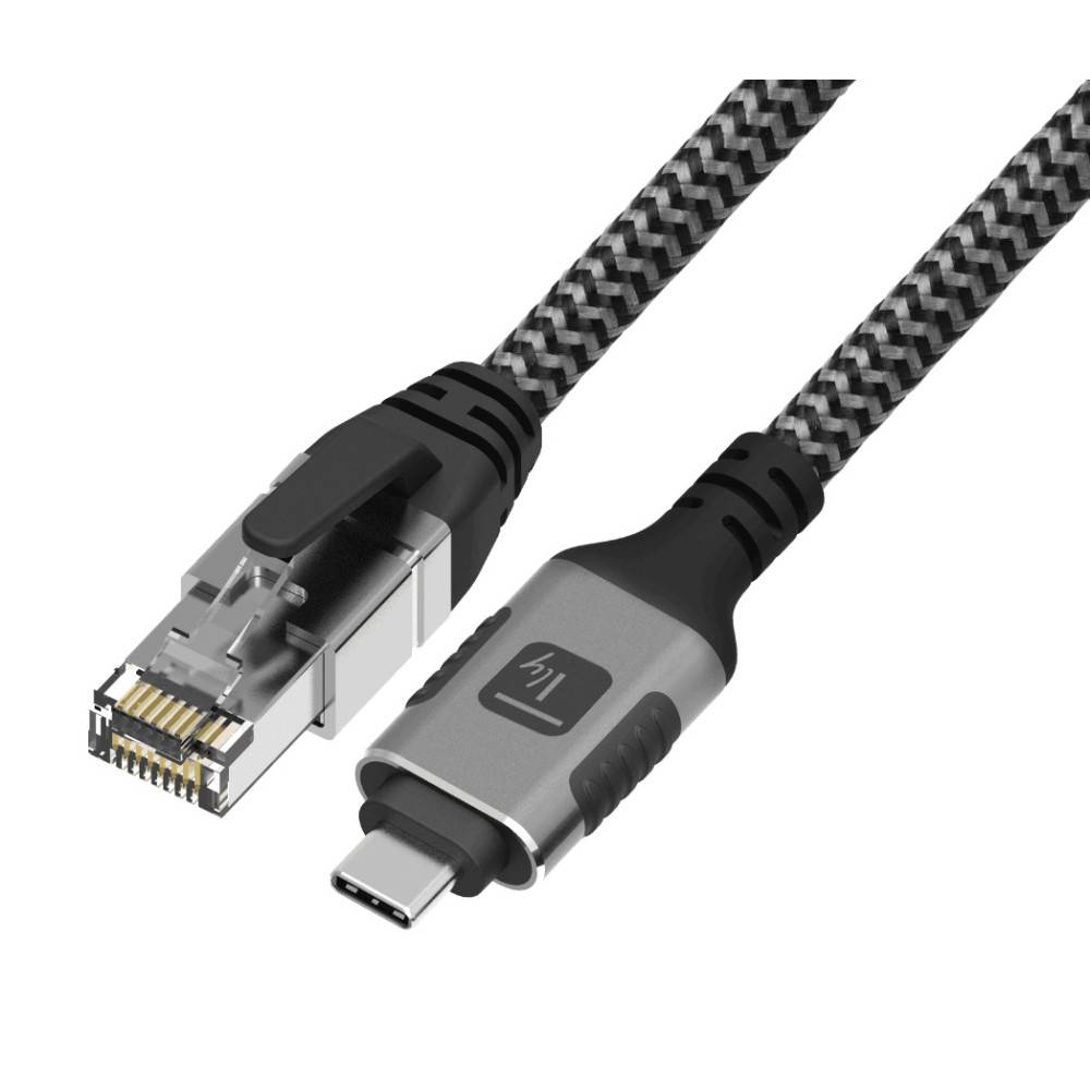 Techly ICOC U3C-RJ45-030, 3 m, Cat6, F/UTP (FTP), USB Typ-A, RJ-45, Silber, Schwarz-0