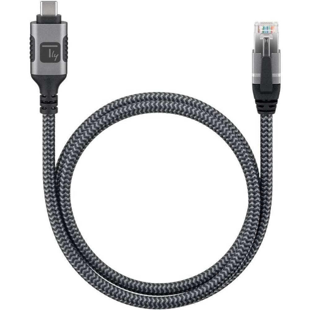Techly ICOC U3C-RJ45-030, 3 m, Cat6, F/UTP (FTP), USB Typ-A, RJ-45, Silber, Schwarz-1