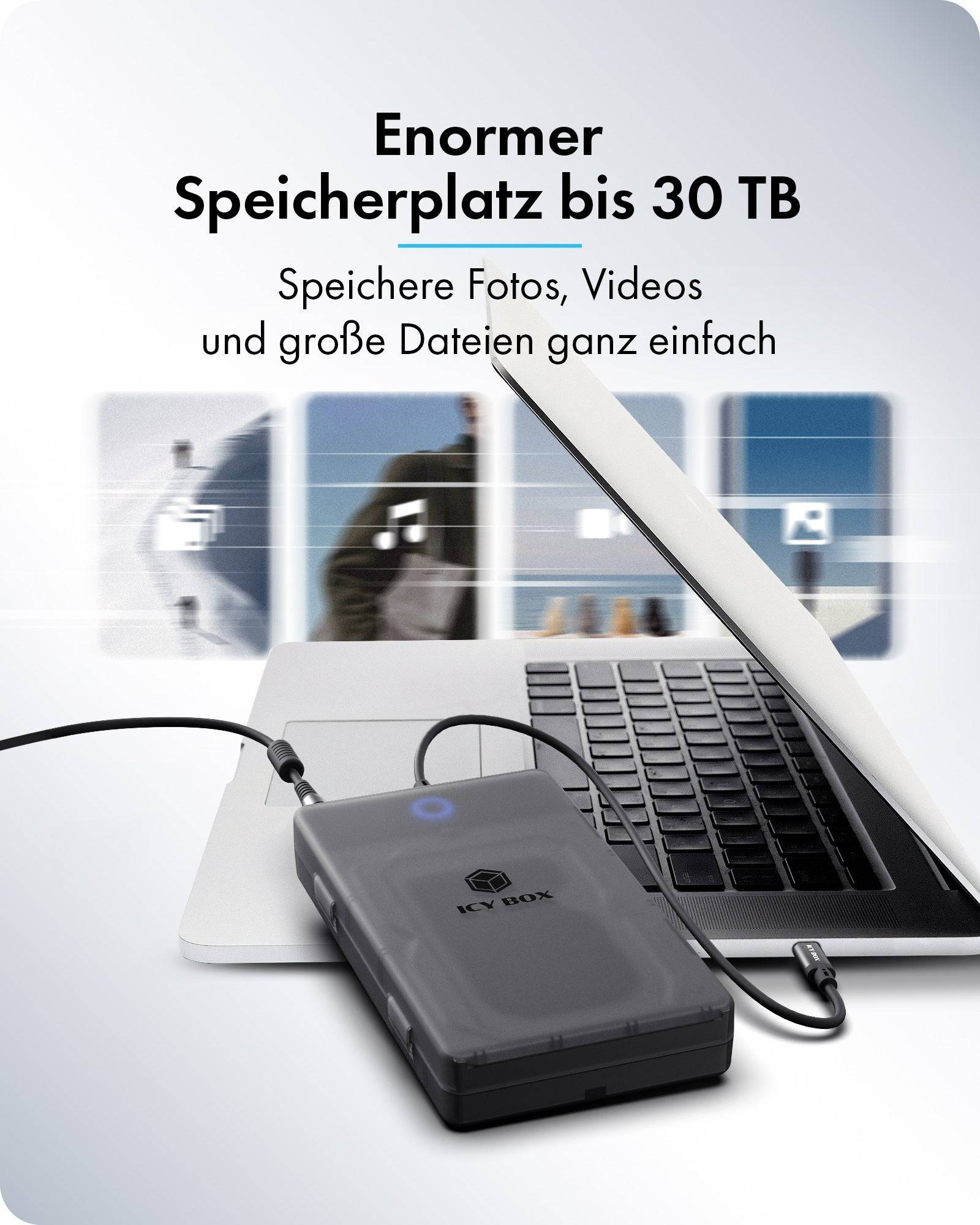 ICY BOX Spade Base 388 Festplattengehäuse für 2,5"/3,5" SATA SSD/HDD, HDD / SSD-Gehäuse, 2.5/3.5", SATA, Serial ATA II,-2