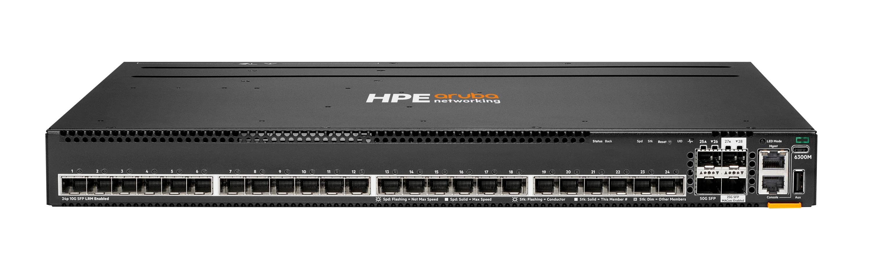 HPE Aruba 6300M 24p SFP+ LRM support and 2p 50G and 2p 25G MACsec Switch - Switch - L3 - managed - 24 x 1 Gigabit / 10 G-1