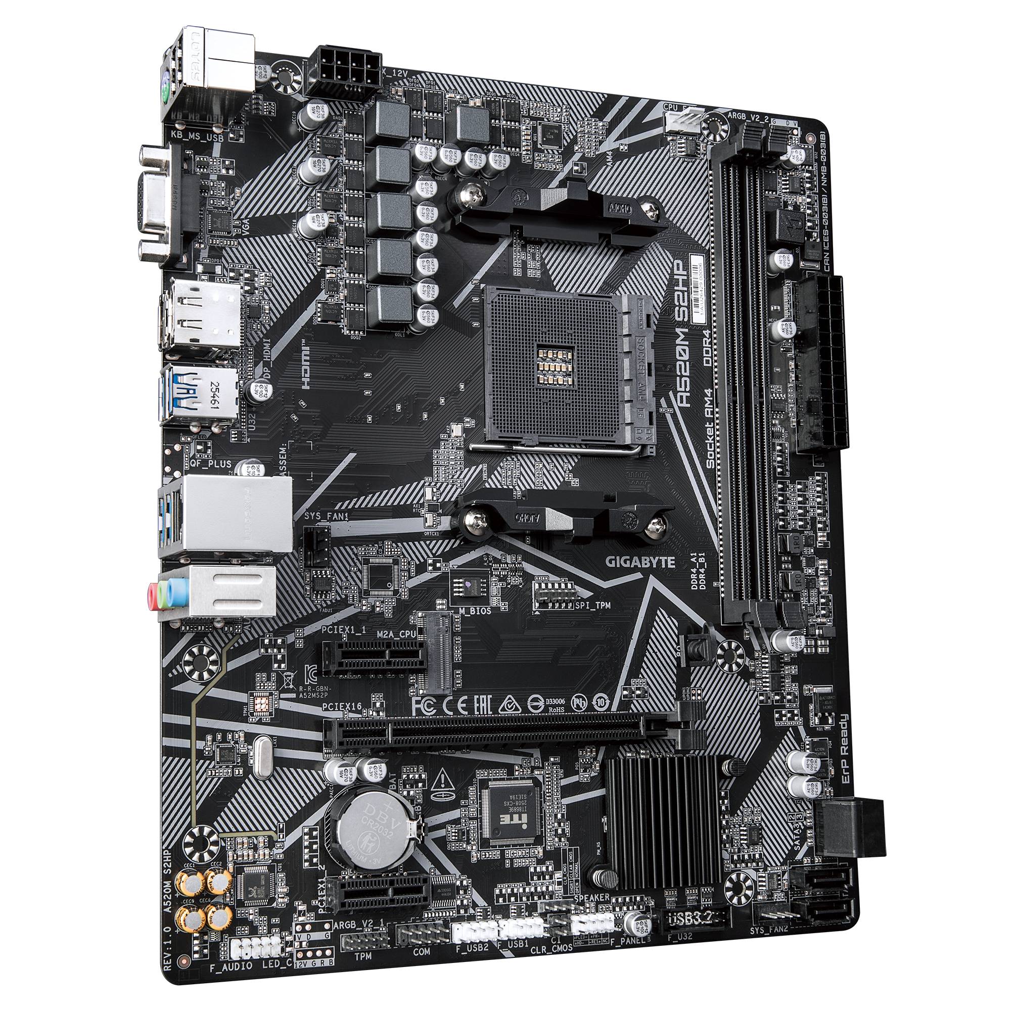 Gigabyte A520M S2HP uATX AM4 A520 - Mainboard - AMD Sockel AM4 (Ryzen)-1