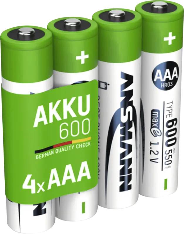 Ansmann 1311-0022, Wiederaufladbarer Akku, AAA, Nickel-Metallhydrid (NiMH), 1,2 V, 4 Stück(e), 550 mAh-0