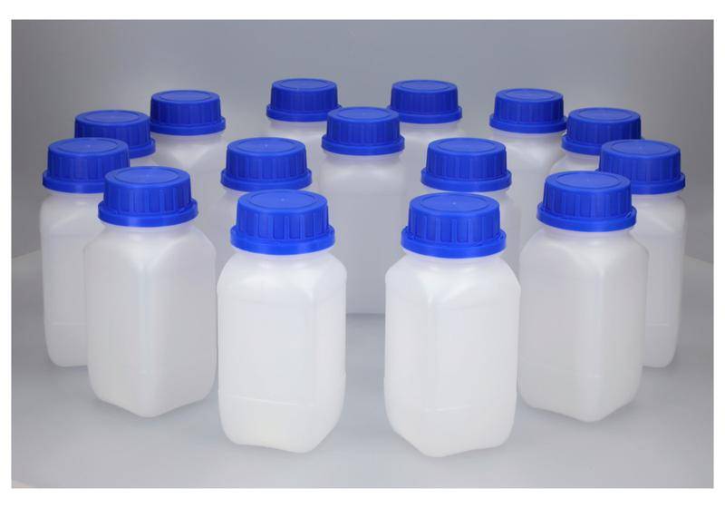 Weithalsflaschen aus HDPE, eckig, natur-transparent, 500 ml, mit UN-Zulassung, 15 Stück-0