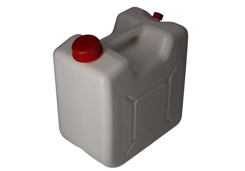 Entsorgungskanister aus PE-HD, mit Einfüllöffnung und Entlüftungsverschraubung, 10 Liter, weiß-1