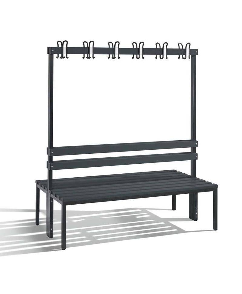 Umkleidebank Basic, doppelseitig, Sitzleisten schwarzgrau, B 1000 mm-0