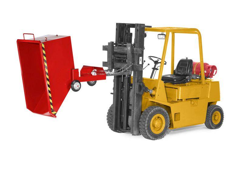 Kippwagen aus Stahl, mit Rollen, 800 Liter Volumen, rot-1