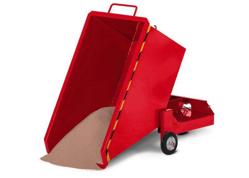 Kippwagen aus Stahl, mit Rollen, 800 Liter Volumen, rot-2