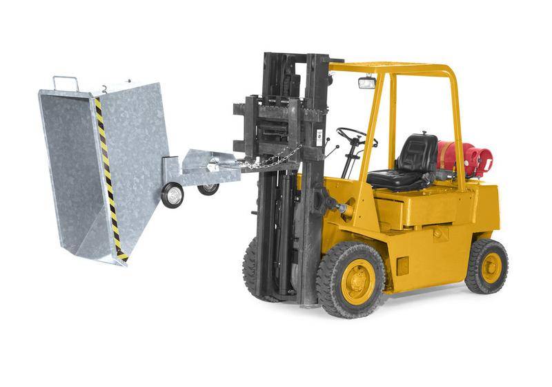 Kippwagen aus Stahl, mit Rollen, 250 Liter Volumen, verzinkt-1