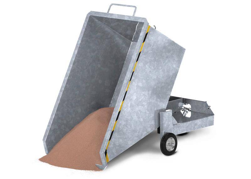 Kippwagen aus Stahl, mit Rollen, 250 Liter Volumen, verzinkt-2