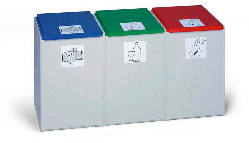 Wertstoffmodulsystem, 3-er Element (ohne Deckel), 40 Liter Volumen-0