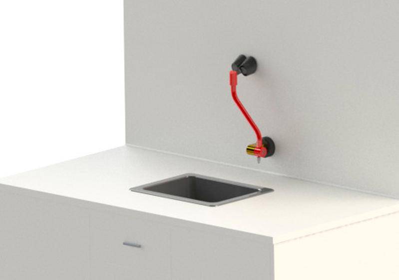 Augendusche mit 2 Brauseköpfen, vertikal schwenkbar, Wandmontage Durchführung, DVGW-1