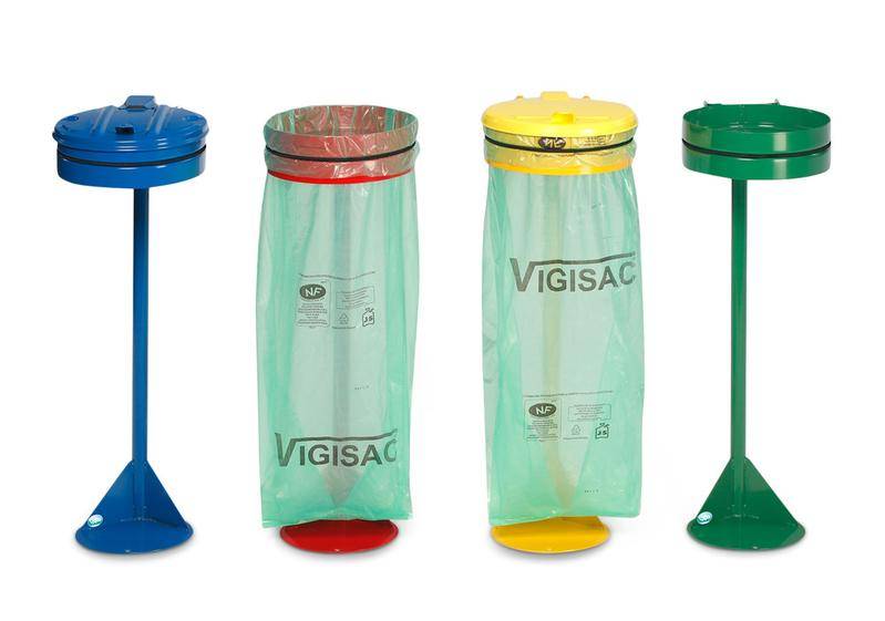 Abfallsackhalter aus Stahl, Standgerät, Gummiband zur Sackbefestigung, blau-1