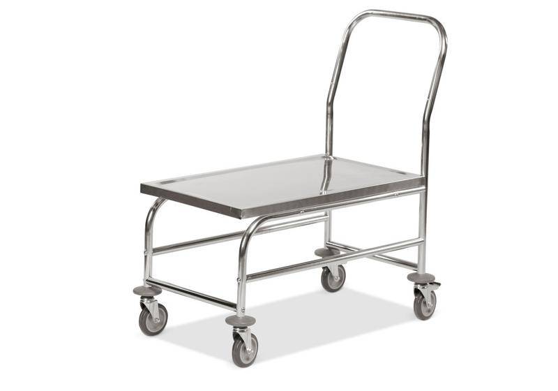 Kongamek Edelstahl- Plattformwagen rostfrei mit Schiebegriff und Bremse 760x440mm Ladefläche Gummibereifung-0