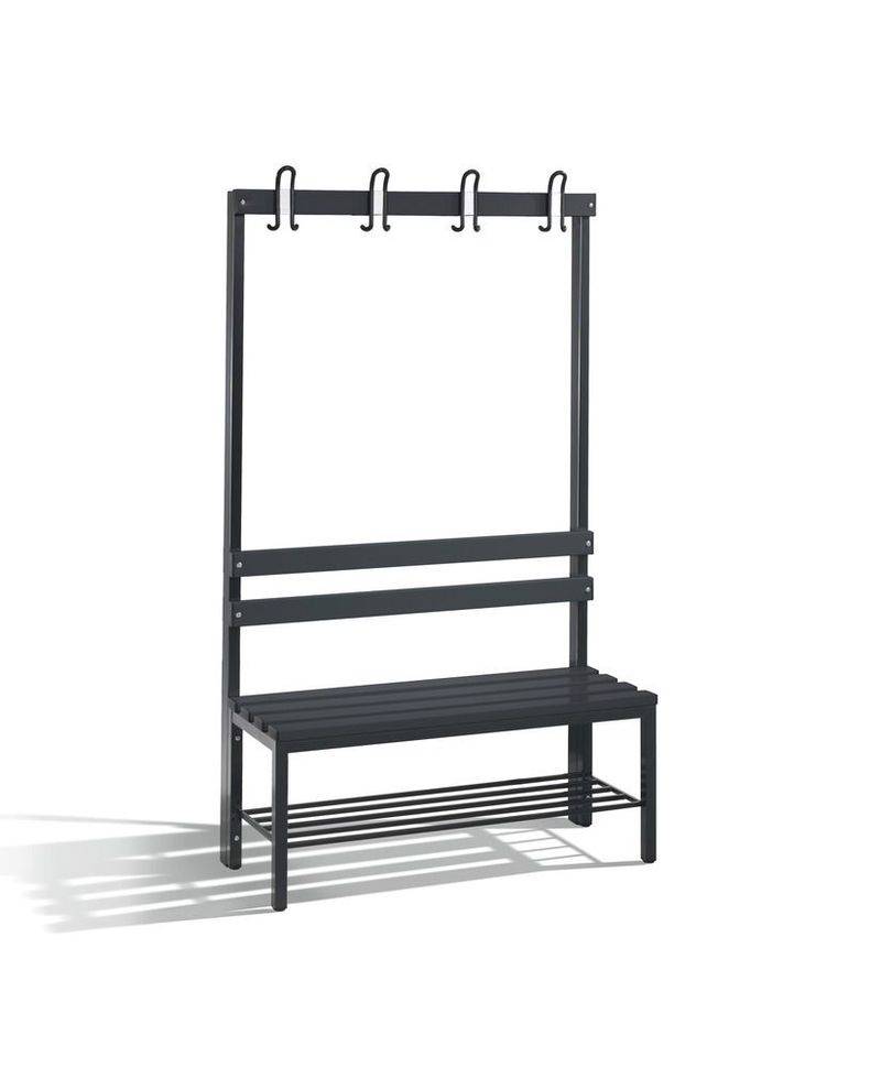 Umkleidebank Basic, einseitig, Sitzleisten schwarzgrau, B 1000 mm, mit Schuhrost