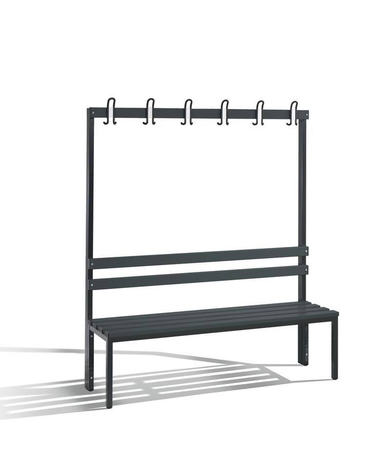 Umkleidebank Basic, einseitig, Sitzleisten schwarzgrau, B 1500 mm