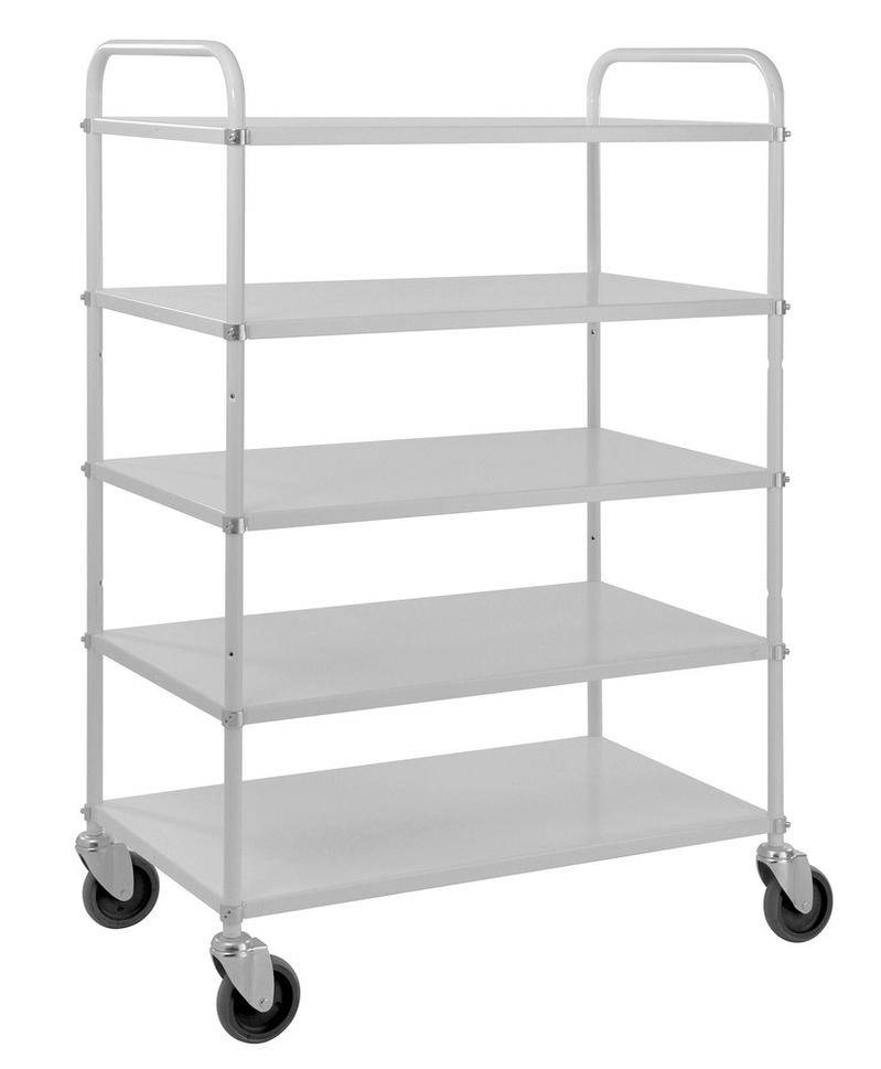 Kongamek Etagenwagen, nachhaltig, mit 5 Metallböden, 250 kg, 980 x 585 x 1445 mm, mit Bremse-0