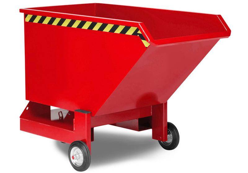 Kippwagen aus Stahl, mit Rollen, 800 Liter Volumen, rot-0
