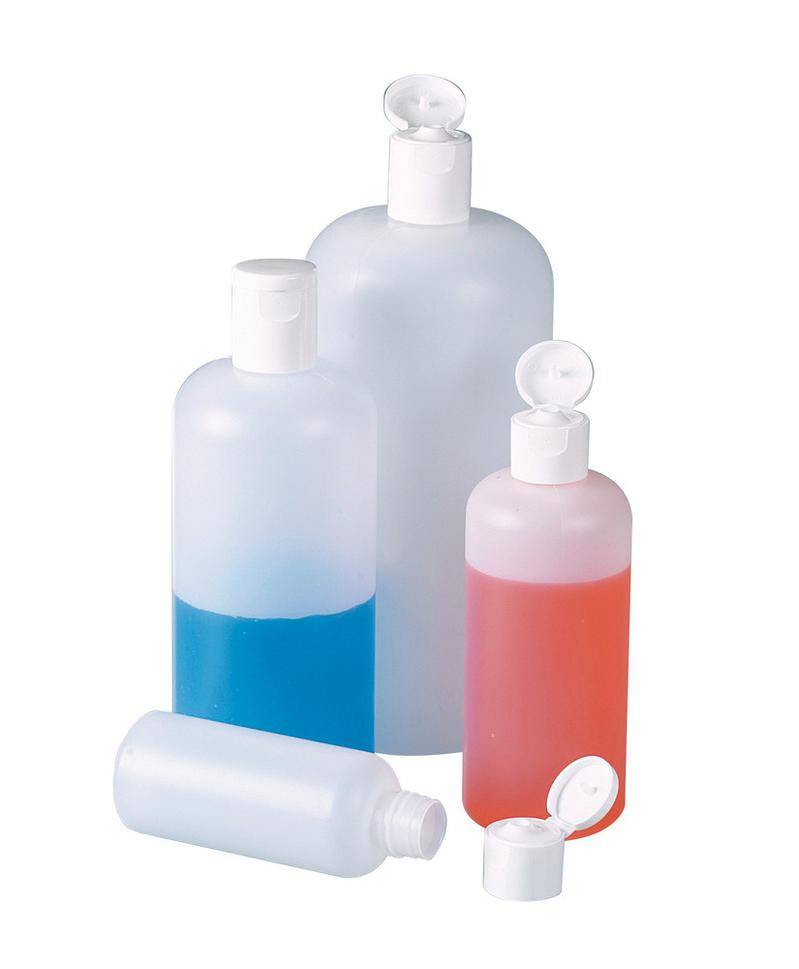 Rundflaschen aus HDPE, mit Klappverschluss 250 ml, 10 Stück-1