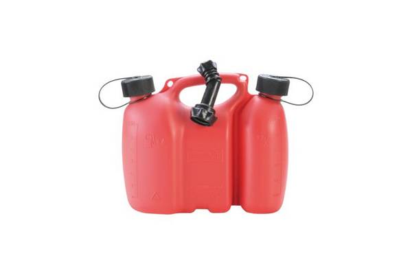 Doppelkanister für Kraftstoff, integrierter Ölbehälter, 3 + 1,5 l, rot, m.UN-Zulassung, VE = 6 Stück