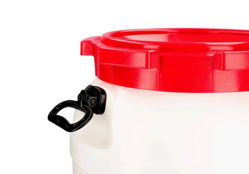 Weithalsfass WH 55, aus Polyethylen (PE), 55 Liter Volumen, weiß/rot-4