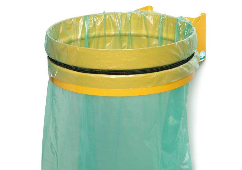 Abfallsackhalter aus Stahl, Wandmontage, Gummiband zur Sackbefestigung, gelb-0