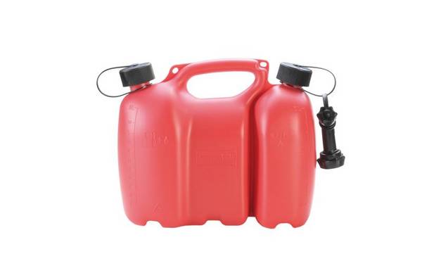 Doppelkanister für Kraftstoff, integrierter Ölbehälter, 6 + 3 l, rot, mit UN-Zulassung, VE = 4 Stück