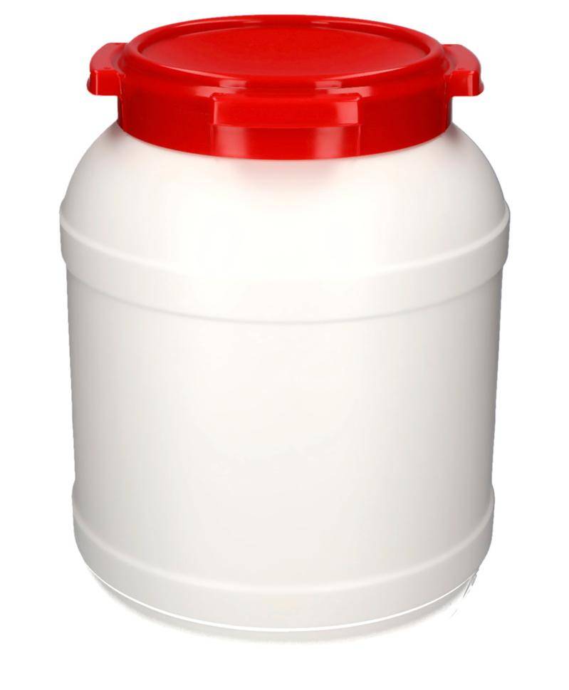 Weithalsfass WH 26, aus Polyethylen (PE), 26 Liter Volumen, weiß/rot-0