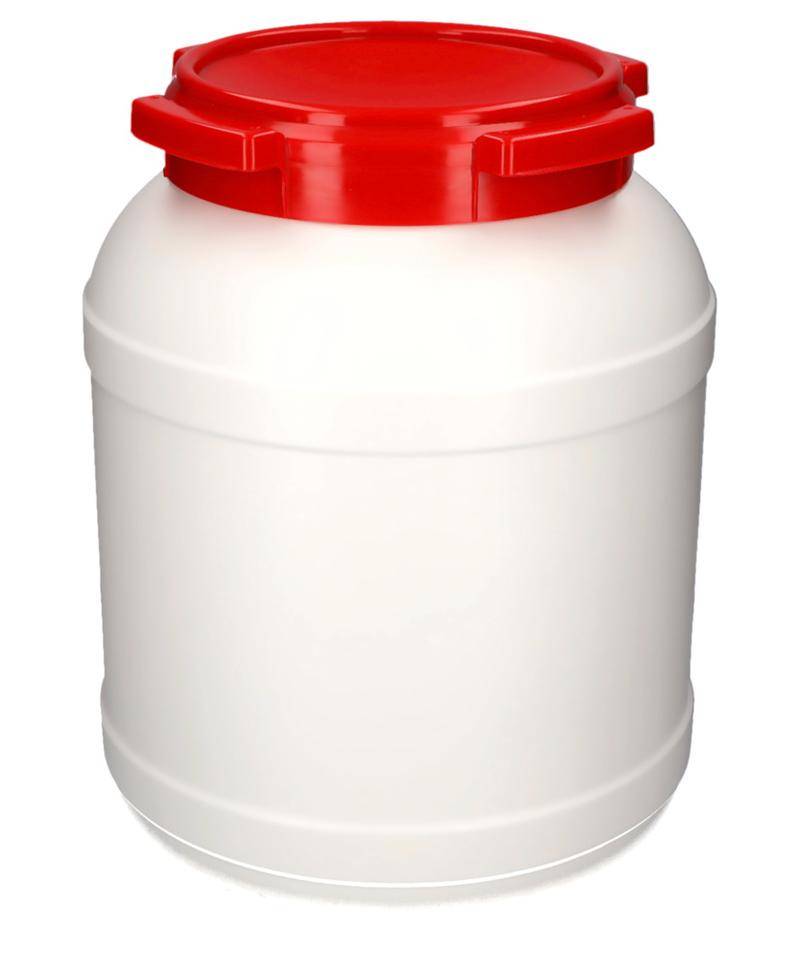 Weithalsfass WH 26, aus Polyethylen (PE), 26 Liter Volumen, weiß/rot-2