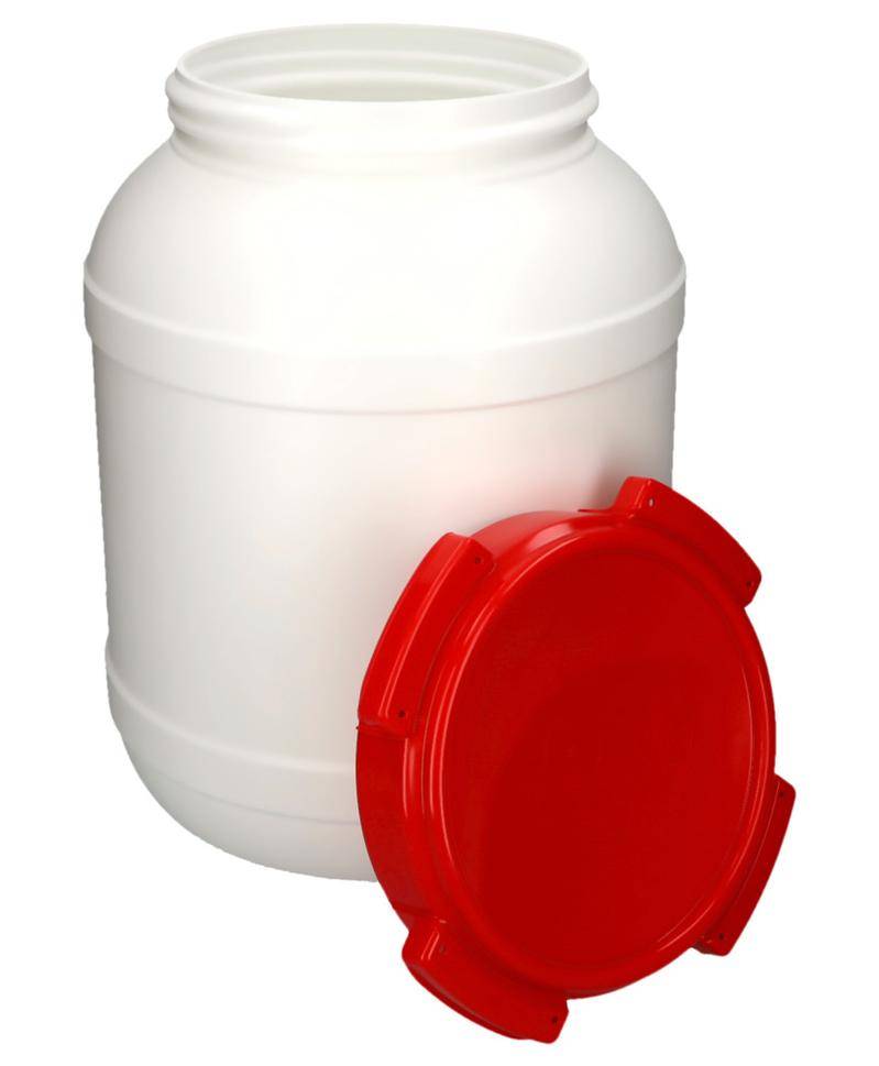 Weithalsfass WH 26, aus Polyethylen (PE), 26 Liter Volumen, weiß/rot-3