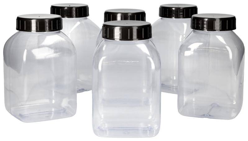 Weithalsflaschen aus PVC, eckig, natur-transparent, 2000 ml, 6 Stück-0
