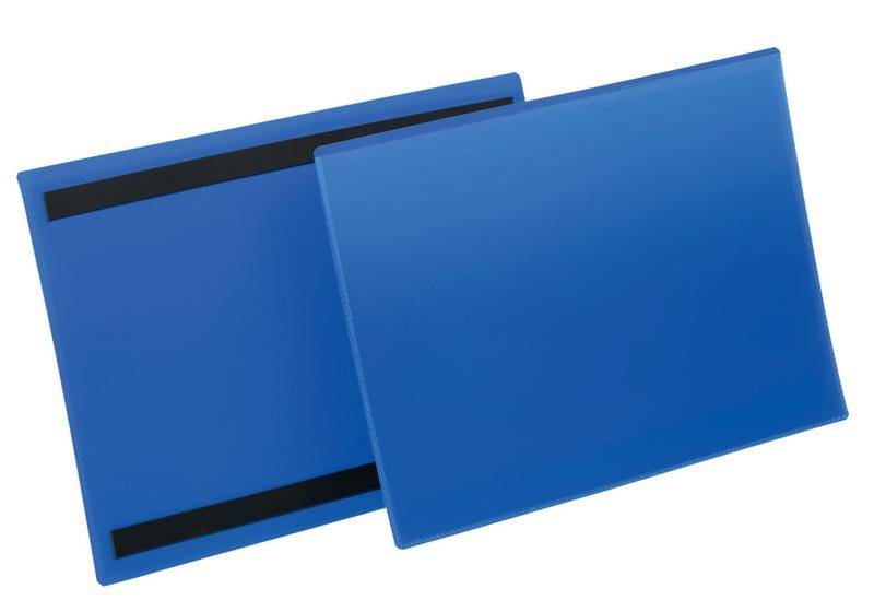 Magnetische Kennzeichnungstasche A4 quer, VE = 50 Stück, dunkelblau-0