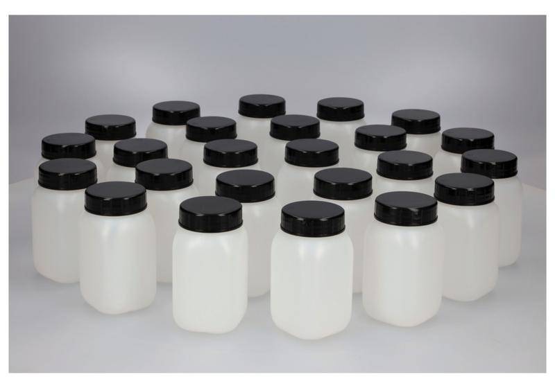 Weithalsflaschen aus HDPE, eckig, natur-transparent, 250 ml, 24 Stück-0