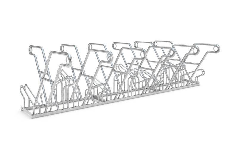 Fahrrad-Anlehnparker 2622 XBF, mit Tief-/Hochstellung, B 3240 mm, Freiaufstellung, 12 Stellplätze-0