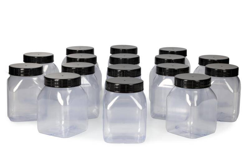 Weithalsflaschen aus PVC, eckig, natur-transparent, 500 ml, 16 Stück-0
