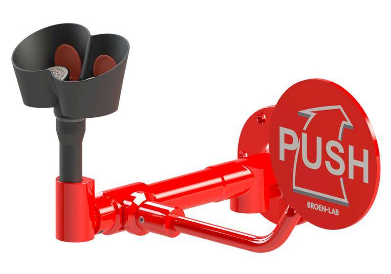 Augendusche mit 2 Brauseköpfen 45°, rot, Wandmontage, DVGW-0