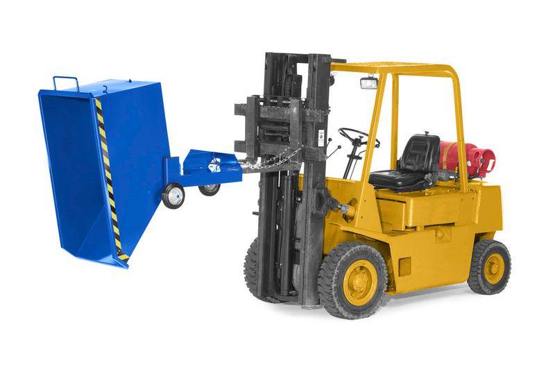 Kippwagen aus Stahl, mit Rollen, 800 Liter Volumen, blau-2